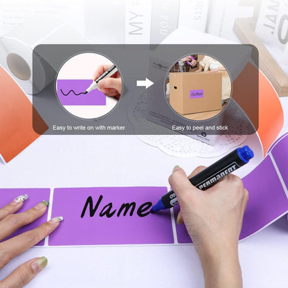 PARLAIM 3 X 5 Inch Rectangle Adhesive Color Coding Stickers,Square Purple Inventory Stickers -250 Per Dispenser Box（Purple）