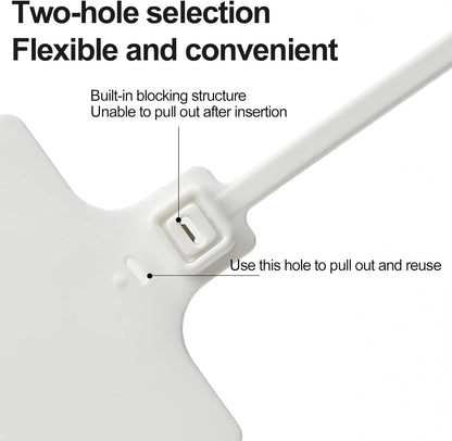 50 White Plastic Writable Shipping Tags - Large, Waterproof, Hanging Labels with One Permanent Marker Pen