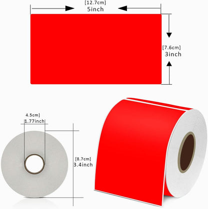 PARLAIM 3 X 5 Inch 250 Per Roll Rectangle Inventory Color Coding Labels,Roll Square Label Stickers for Home Red