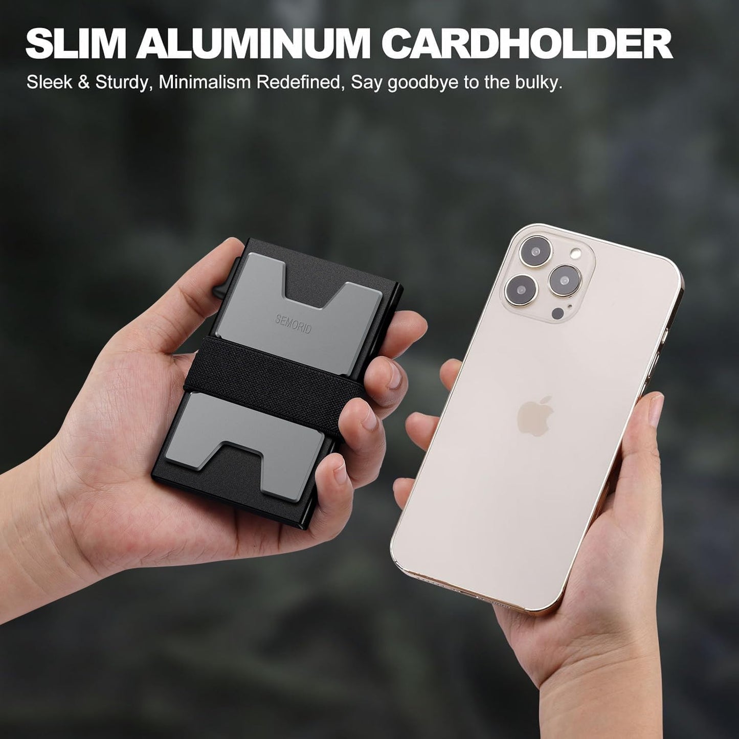 Slim Aluminum Card Holder Wallet for Men, Durable Expandable Backplate, RFID Blocking Minimalist Metal Pop Up Wallet, Holds 12+ Cards Plus Cash