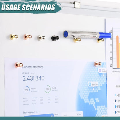 22 Pack Fridge Magnets, Rose Gold Strong Magnets for Whiteboard, Push Pin Refrigerator Magnets Small Strong Rare Earth Magnets Neodymium Magnet for Office, Classroom, Kitchen, Home