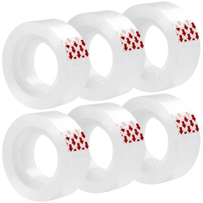 Clear Tape, 6 Rolls Transparent Tape Refills, Easy Tear Stationery Gift Tape for School & Office, High Viscosity, Odorless, 1 Inch Core, 3/4 x 1000 inches