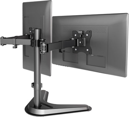 Claiks Dual Monitor Mount, Ergonomic Adjustable Monitor Arm for Max 32 inch Screens, Adjustable Computer Monitor Stand up to 40 lbs, VESA Mounting Holes 75&100mm, Black