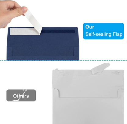 50 Pack 5x7 Envelopes - Self Seal for Invitations, Weddings, Photos & Greeting Cards (Navy Blue)