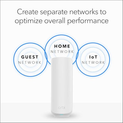 NETGEAR Orbi 370 Series Dual-Band WiFi 7 Mesh Network System for Home (RBE372) – Wireless Router + 1 Extender, Security Features, 5 Gbps, Covers 4,000 sq.ft., 70 Devices, 2.5GB Internet Port, BE5000