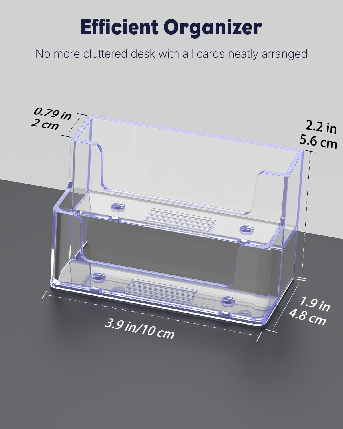 Uniclife 2 Pack Acrylic Business Card Holder for Desk 2 Slots Clear Business Card Display Stand for Men & Women Desktop Business Card Organizer Card Stand for Office Home Exhibition, 120 Card Capacity