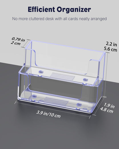 Uniclife 2 Pack Acrylic Business Card Holder for Desk 2 Slots Clear Business Card Display Stand for Men & Women Desktop Business Card Organizer Card Stand for Office Home Exhibition, 120 Card Capacity