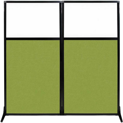 Versare Workstation Partition | Portable Wall Divider | Modern Office Cubicle | Free Standing Privacy Screen | Flexible Work Space | 66" x 70" W/Window, Lime Green Fabric Panels