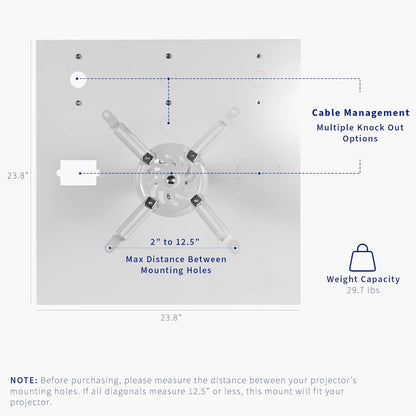 VIVO Universal Adjustable 2 x 2 feet Drop Ceiling Extending Projector Mount, Suspended Drop-in Ceiling Tile Projection Mounting Kit, for Office Home or School, White, MOUNT-VP08DP