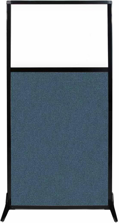 Versare Workstation Partition | Portable Wall Divider | Modern Office Cubicle | Free Standing Privacy Screen | Flexible Work Space | 33" x 70" W/Window, Caribbean Fabric Panels