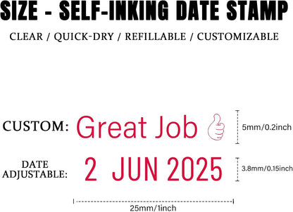 Custom Date Stamp Personalized Signature Logo Stamp with Date Self Inking Signature DD MMM YYYY Stamper for Business 1 Line Name Text with Date Choose from Multi Fonts & Colors