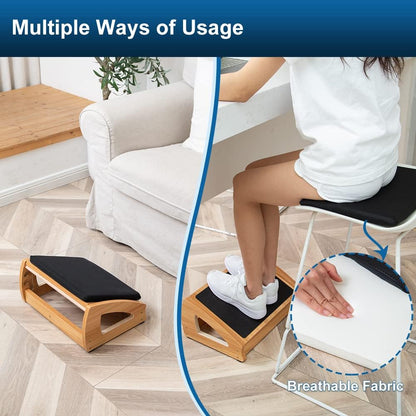 StrongTek Wood Ergonomic Footrest - 4-Angle Adjustable Foot Stool for Desk, Office Footrest, Anti-Slip Foot Stand for Under Desk, Enhances Posture, Promotes Blood Circulation, Easy Assembly (Espresso)