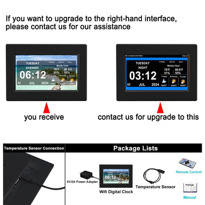 7 inch Digital Network Intelligent Weather Clock with Temperature and Humidity Weather Forecast 8 Group Alarm Clock