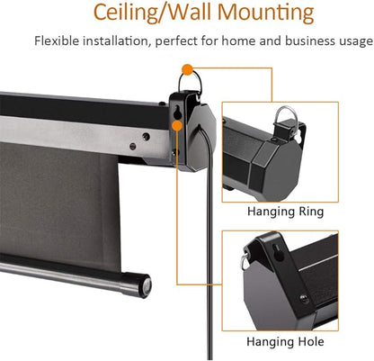 Auto Motorized Projector Screen with Remote Control, 120 inch, 4:3 Aspect Ratio, Wall/Ceiling Mounted Electric Movie Screen Wrinkle-Free, Great for Home Office Theater TV, Black Frame
