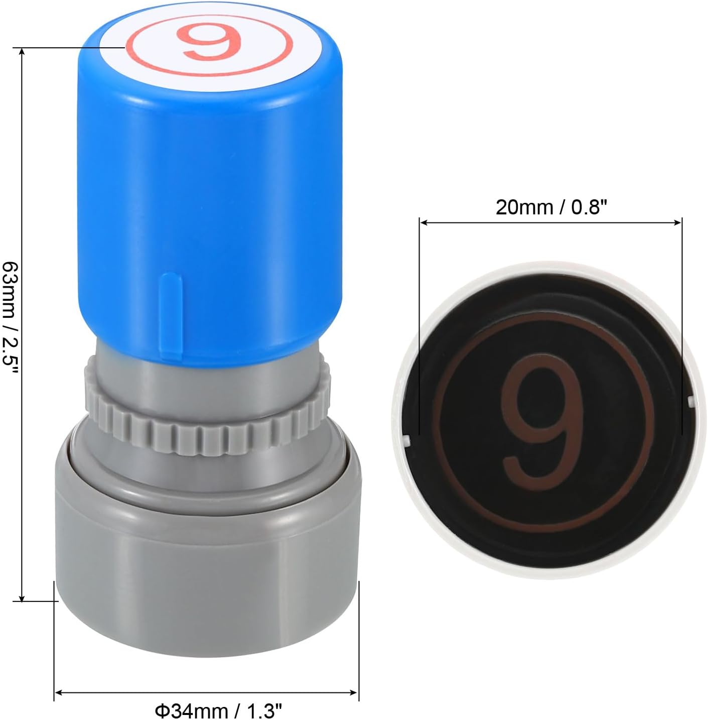 PATIKIL Number Stamps Self Inking, Numeral 9 Number Stamp Teacher Stamp Initial Stamp Ink Stamp for Class Notebook Scrapbooking DIY Craft Style 2, Red Ink