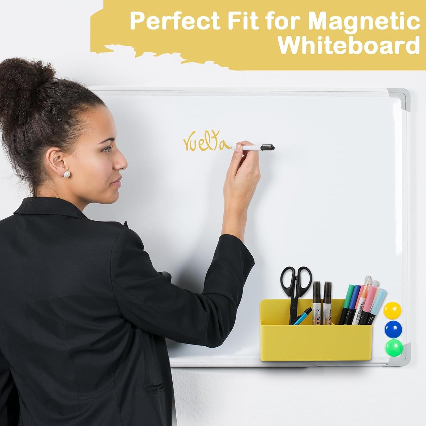 Magnetic Pen Holder,3 Compartments Magnetic Dry Erase Marker Holder,Extra Strong Magnet Storage Marker Pen Pencil Organizer for Refrigerator,Whiteboard,Locker Accessories(Long Style)