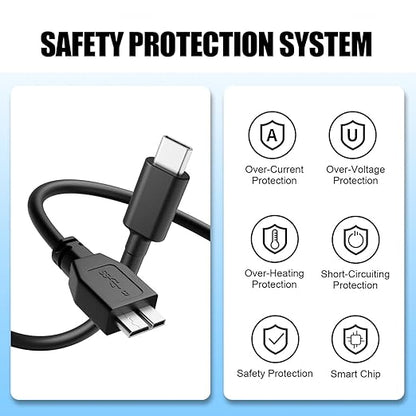 External Hard Drive USB 3.0 Cable, Micro B to USB C Hard Drive Cable Compatible With Seagate, WD My Passport, Toshiba, MacBook Pro, iPad, iPhone 15, PC, Samsung Galaxy S5, LG, Moto, Pixel USB-C Device