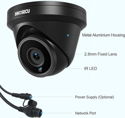 4MP PoE Camera, Wired IP Security Dome Surveillance Camera, Outdoor Waterproof IP67, IR Night Vision, Built-in Mic, 2.8mm Lens Wide Angle 110°, Human/Vehicle Detection, IND4FR93A-B (Black)