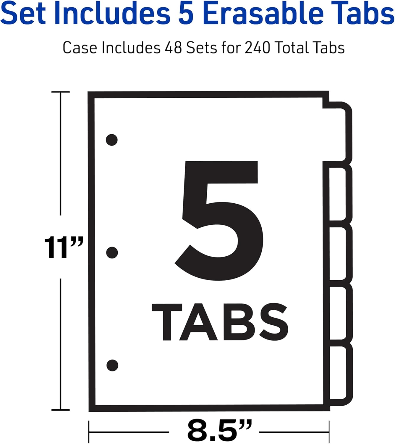 Avery Big Tab Write & Erase Dividers for 3 Ring Binders, 5-Tab Set, Multicolor Divider Tabs, 1 Set of Binder Dividers, Great for Organizing Projects, Reports, Finances, and More (23076)