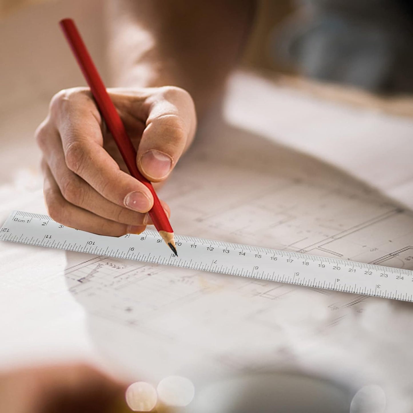 Koogel 40 PCS Plastic Straight Rulers, Plastic Measuring Tool, 12 Inch Shatterproof Clear Ruler Bulk for Classroom with Centimeters and Inches for Student, Kids, School, Office, Home