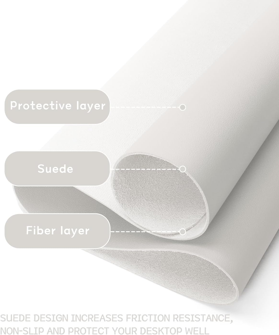 YSAGi Non-Slip Leather Desk Pad Long Size, Waterproof Laptop Computer Desk Keyboard Mat, Table Protector Blotter Mat, Large Mouse Pad for Office/Work/Home/Decor(Apricot Gray, 47" x 17")