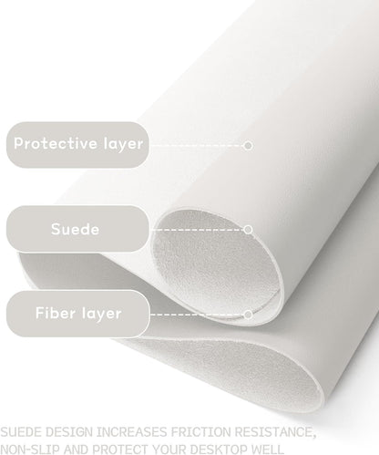 YSAGi Non-Slip Leather Desk Pad, Waterproof Laptop Computer Desk Keyboard Mat, Table Protector Blotter Mat, Large Mouse Pad for Office/Work/Home/Decor(Apricot Gray, 31.5" x 15.7")