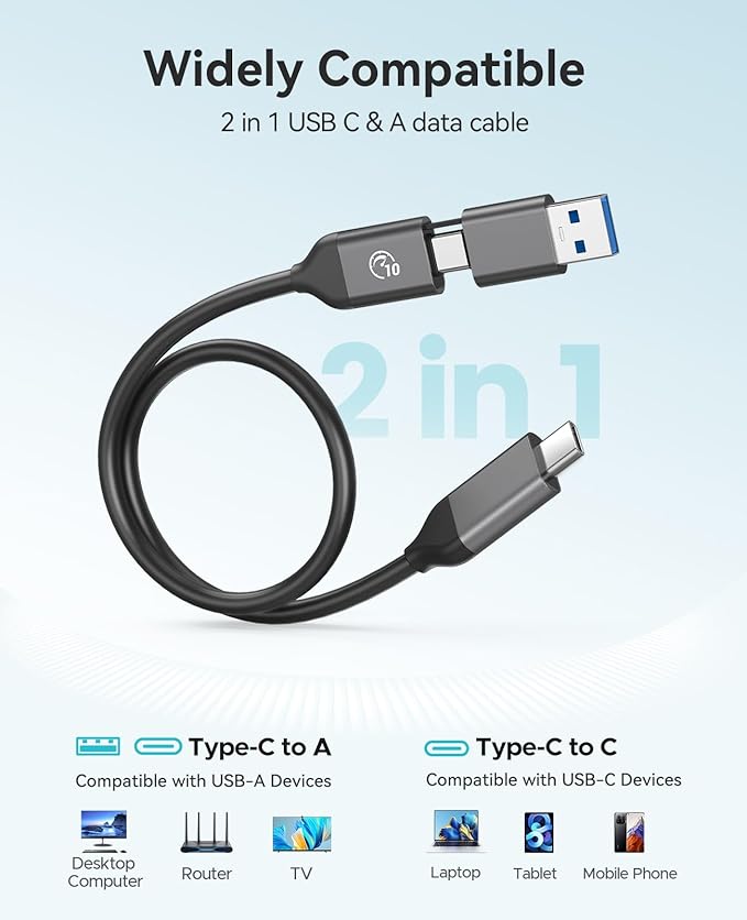 ORICO Portable SSD 4 TB with 2 in 1 USB C Cable, External Solid State Drives, Up to 460MB/s, Status Indicator, Reliable Storage for USB-C Smartphone, PC - B5PLUS(Green)