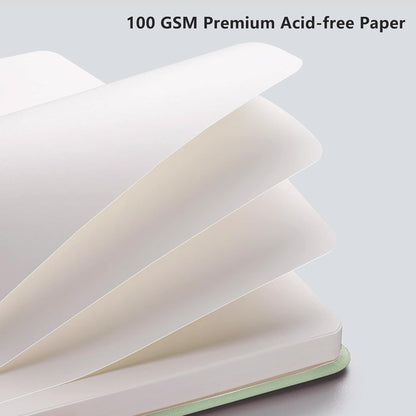 RETTACY Blank Journal Notebook, 192 Pages, A5 Medium Size (5.7'' x 8.3''), Leather Hardcover, 100 GSM Thick Paper, for Sketching, Drawing, Painting (Light Green)