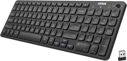 Arteck 2.4G Wireless Keyboard Ultra Slim Full Size Keyboard with Numeric Keypad and Media Hotkey for Computer/Desktop/PC/Laptop/Surface/Smart TV and Windows 10/8/ 7 Built-in Rechargeable Battery