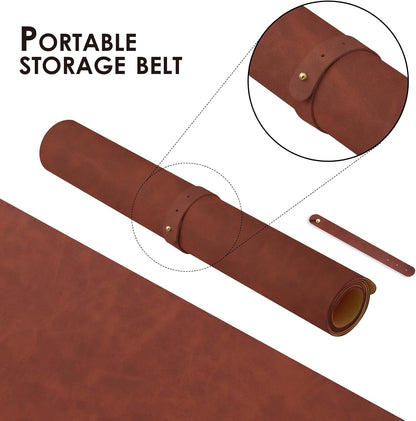 Distressed Leather Desk Mat - Non-Slip PU Desk Pad for Office and Home - Desk Organization and Accessories - Ideal for Large Mouse Pad and Desk Mats on Top of Desks(Mahogany,27.6"x 13.8")