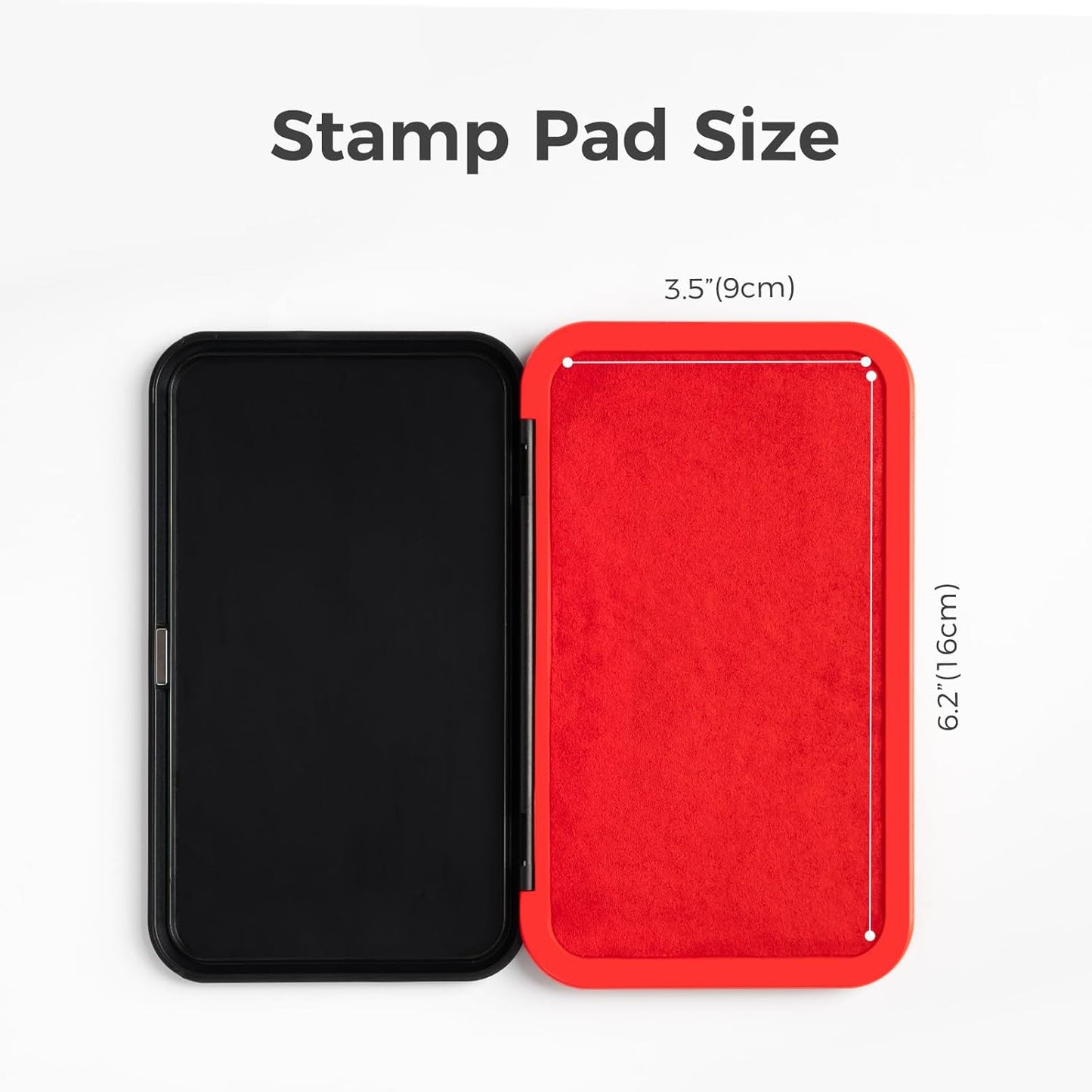 Large Stamp Pad Kit (1oz Ink Included) - 3.50"x 6.25", Magnetic Lid, Premium Quality Felt Stamp Pad (Red)