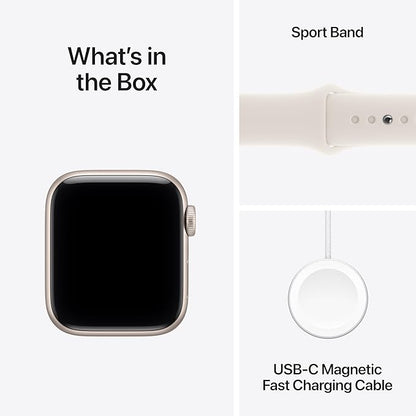 Apple Watch SE 3 [GPS 40mm] Smartwatch with Starlight Aluminium Case with Starlight Sport Band - S/M. Fitness and Sleep Trackers, Heart Rate Monitor with AppleCare+ (2 Years)