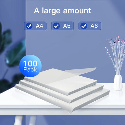 MAXDONE Premium Thermal Laminating Pouches 100-Pack Clear Laminating Sheets 3Mil (80 Mic) for Laminator Machine A4,A5,A6