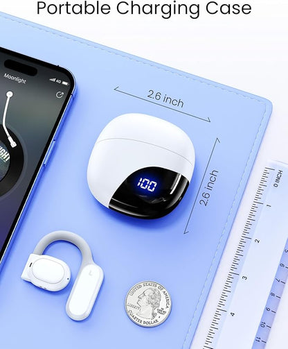 AI Translation Earbuds Real Time 164 Languages 80H Playtime Translator Ear Buds Audifonos Traductores Inglés Español Wireless Earphones Bluetooth Headphones for Travel Business Meeting Learning White