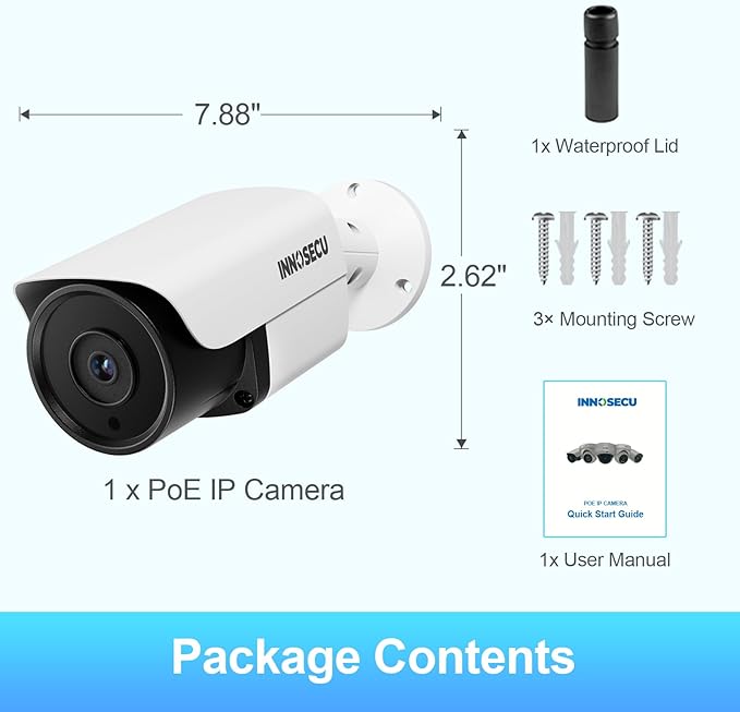 5MP IP PoE Camera, Outdoor Surveillance Security Camera with Mic, IR Night Vision 100ft, AI Human Vehicle Detection, 2.8mm Lens Wide Angle 110°, Outdoor Waterproof IP67,INB5GR37E (White)