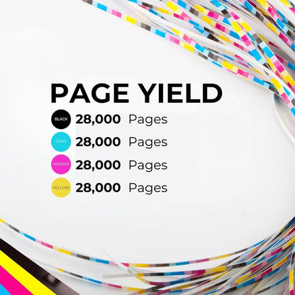 Toner Pros Replacement Toner Cartridge Compattible for Konica Minolta TN-626 (TN626K, TN626C, TN626M, TN626Y) – High Yield 4-Color Pack for Bizhub C450i, C550i, C650i Printers – 28,000 Pages Each