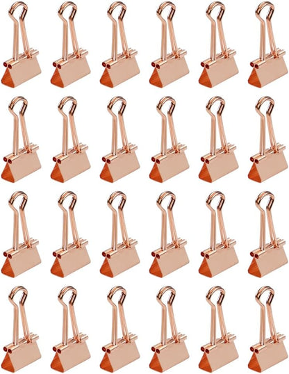 JAM PAPER Colorful Binder Clips - Small - 3/4 Inch (19 mm) - Rose Gold Binderclips - 25/Pack