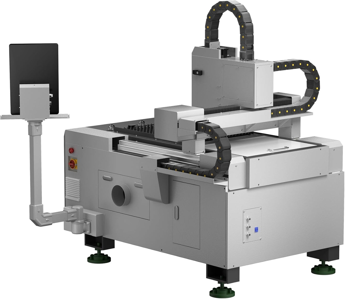 OMTech 1500W Fiber Laser Cutter, 23.6 x 23.6 in. Semi-Enclosed Fiber Laser Cutting Machine with Built-in Water Chiller & External Exhaust Fan, Metal Laser Cutter for DIY Craft Projects Metalworking