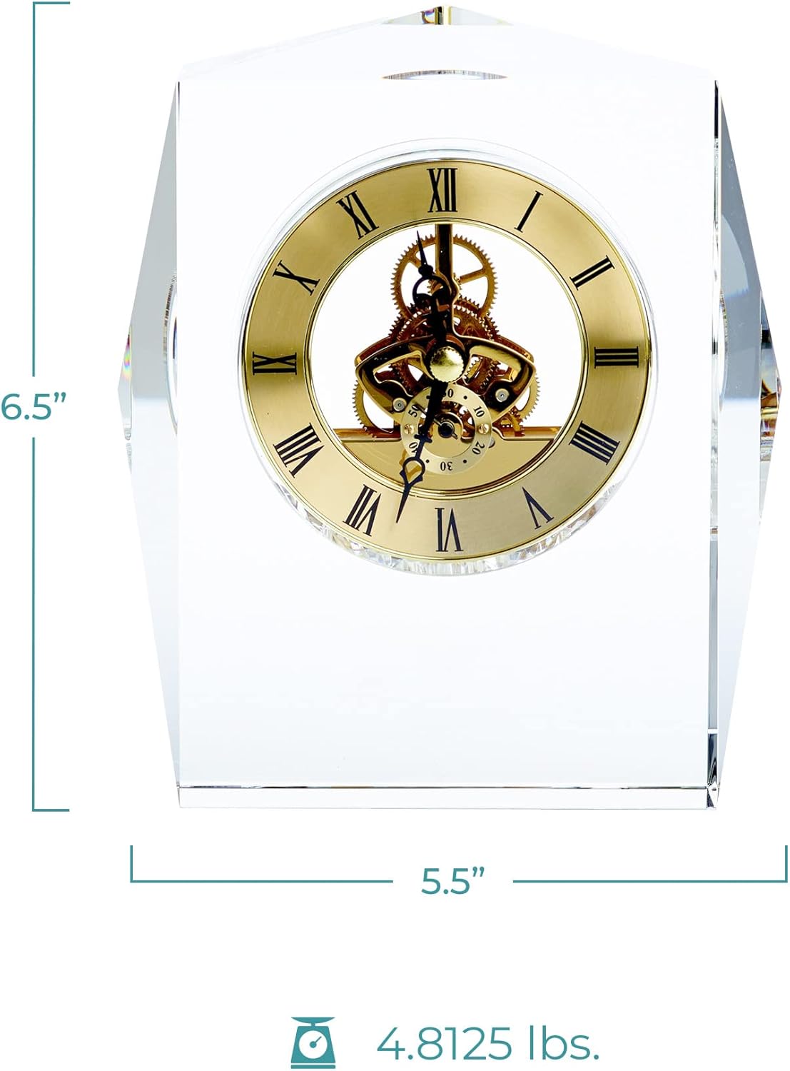 Baudville Engraved Clock Trophy - Executive Crystal - Rectangular Shaped on a Rectangular Base - Silver Inset Time Piece (Gold)