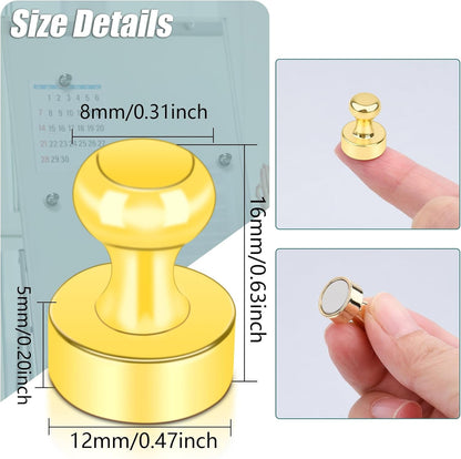 22 Pack Fridge Magnets Strong Magnets for Whiteboard, Push Pin Refrigerator Magnet Small Strong Rare Earth Magnets Neodymium Magnet for Office, Classroom, Kitchen, Home, Gold