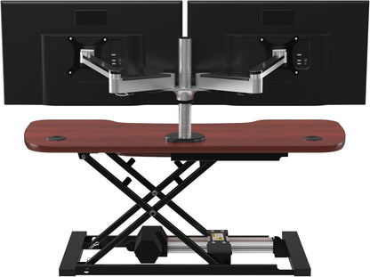 VERSADESK® PowerPro™ Elite 40” x 24" – App Controlled Electric Standing Desk Converter w/USB Charging Port. Raises up to 20”. Fully Assembled – Includes LED Lights. Supports 80 lbs. – Cherry