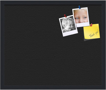 PinPix 24x20 Inch Cork Bulletin Board. This Decorative Framed Pin Board Comes with Solid Black Design and a Satin Black Frame. Ideal for Home Office Decor or Message Board (PinPix-622)