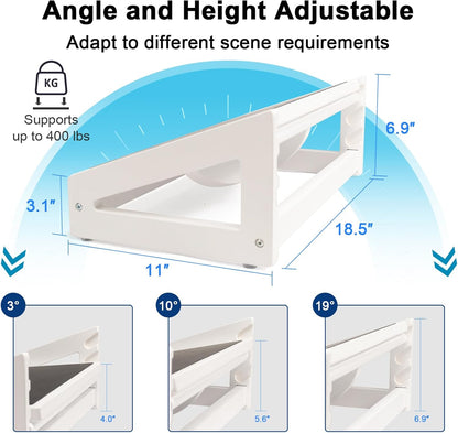 WOOD CITY Under Desk Footrest, 3 Heights Adjustable Foot Rest with Silicone Surface, 3 in 1 Non-Slip Foot Stool Improve Posture, Reduce Fatigue & Pain， Ideal for Home/Office/Gaming (White)