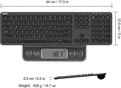 Arteck 2.4G Wireless Keyboard Stainless Steel Ultra Slim Full Size Keyboard with Numeric Keypad for Computer/Desktop/PC/Laptop/Surface/Smart TV and Windows 10/8/ 7 Built in Rechargeable Battery
