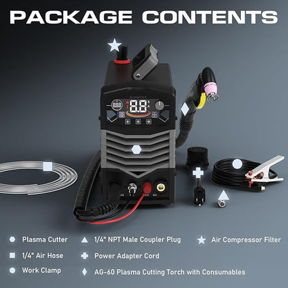 50A Plasma Cutter, Non Touch Pilot Arc Large LCD Display High Frequency Cutting Machine with 110/220V Dual Voltage IGBT Inverter 4/5 Inch Max Cut 2T/4T Mode, Professional & Beginners DIY