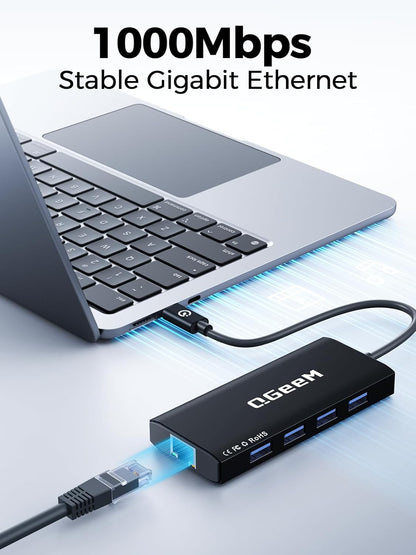 QGeeM USB C Hub Ethernet,9 in 1 USB Type C Hub HDMI Multi-Port Converter Adapter,100W Pd, USB 3.0,SD/TF Card Reader,Compatible for MacBook Pro Air Ipad HP Dell Lenovo Chromebook etc.-Black