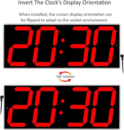 West Ocean Large Smart Digital LED WiFi Wall Clock with 6" Single Digit, Countdown, DST, Multifunction WiFi Smart Digital Wall Clock (Red)