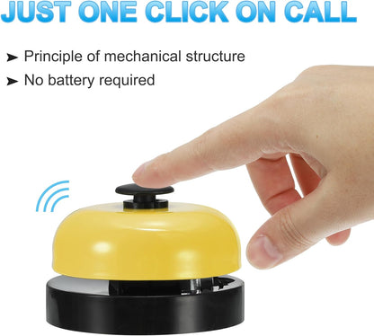 PATIKIL 6 Pcs Desk Call Bell 2.5" Dia with Metal Anti-Rust Construction Black/Yellow