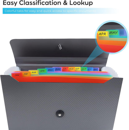 Expanding File Folder, Accordion File Organizer for Sorting Documents and Papers, 13 Pockets File Storage Organizer for Home, Travel and Office Use (Grey)