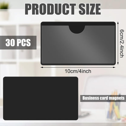 30 Pcs Magnetic Label Holders Pallet Rack 4 x 2.4 Inch Clear Business Card Holders with Magnet File Cabinet Labels Magnet for Metal Shelf Whiteboard Bins Office Gift
